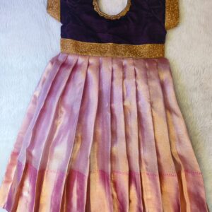 Golden Pink and Wine Tissue Silk Frock