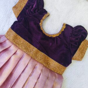 Golden Pink and Wine Tissue Silk Frock