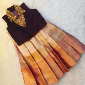 Golden Pink and wine Tissue silk Lehenga