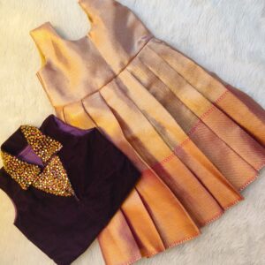 Golden Pink and wine Tissue silk Lehenga