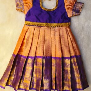 Peach With purple premium silk frock